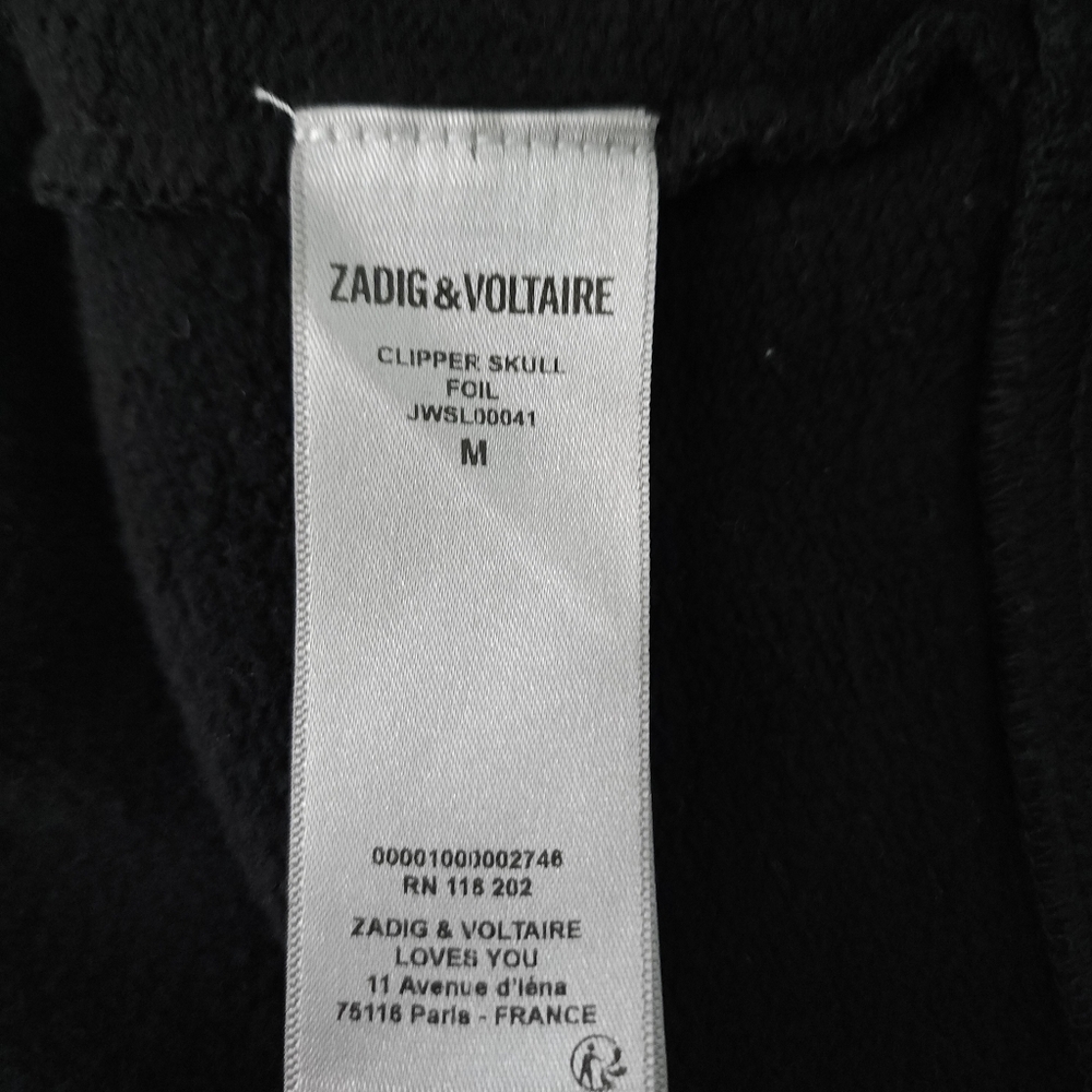 Zadig & Voltaire Clipper Skull Gold Foil Hoodie Pullover Sweatshirt In Black - Picture 4 of 7
